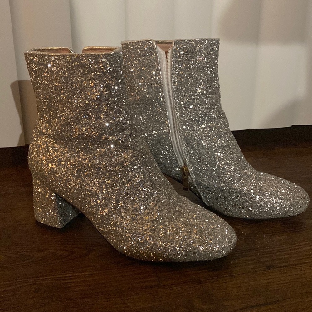 Silver Glitter Boots